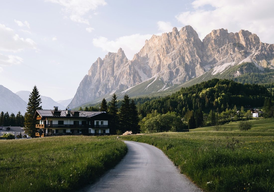 A meadow path beneath the peaks